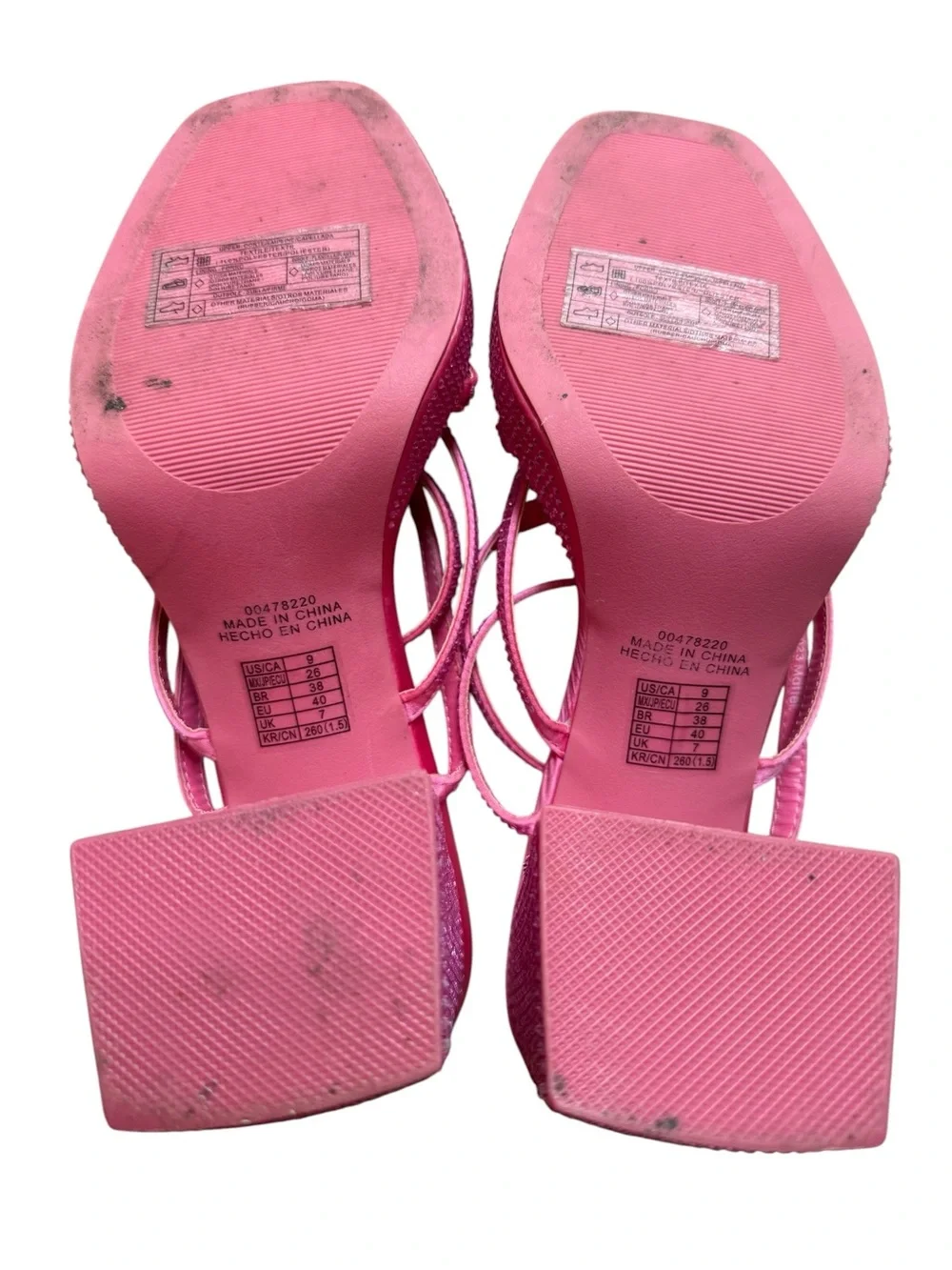 Barbie Pink Rhinestone Block Heel Sandals size 9